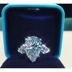 Pear Shaped Cubic Zirconia and Silver Ring